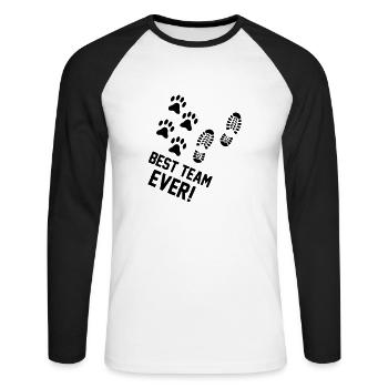 best team ever - Unisex Baseballshirt langarm - Weiß/Schwarz - Vorne - Nik (191cm)