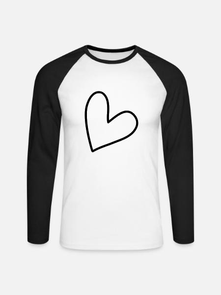Simple heart symbol - Unisex Long Sleeve Baseball T-Shirt - white/black