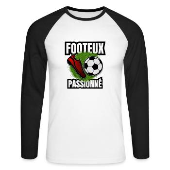 footeux passionné - T-shirt baseball manches longues Homme - blanc/noir - Devant - Nik (191cm)