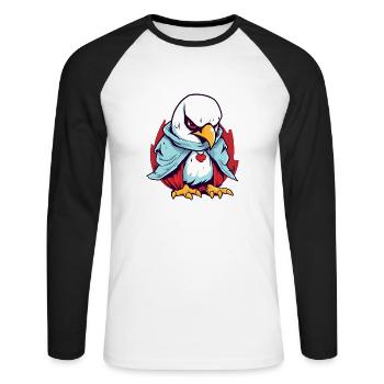 Chicken Vampire - Unisex Long Sleeve Baseball T-Shirt - white/black - Front - Nik (191cm)