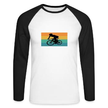 Fahrrad Spruch Cycling dad Geschenk Retro - Unisex Baseballshirt langarm - Weiß/Schwarz - Vorne - Nik (191cm)