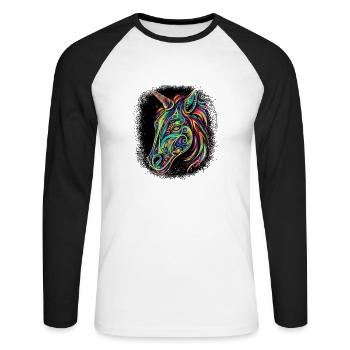 Dessin d’idée présent Drôle Humour effrayant Geek - T-shirt baseball manches longues Homme - blanc/noir - Devant - Nik (191cm)