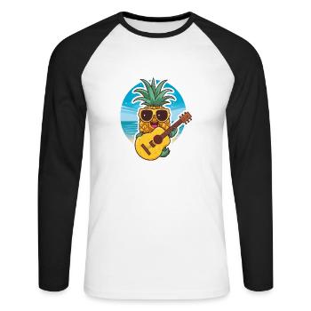 Ukulele Pineapple - Unisex Long Sleeve Baseball T-Shirt - white/black - Front - Nik (191cm)