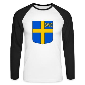 Bouclier ENG - T-shirt baseball manches longues Homme - blanc/noir - Devant - Nik (191cm)