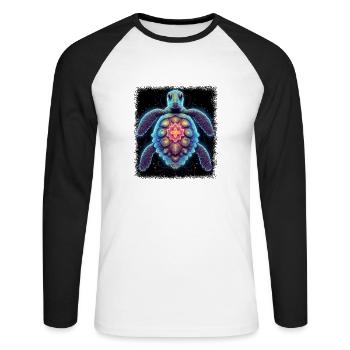 Dictons amour anniversaire cadeau hippie oiseau - T-shirt baseball manches longues Homme - blanc/noir - Devant - Nik (191cm)