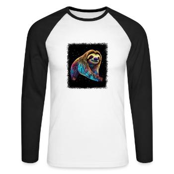 present birthday present idea sayings 1960s hippie - Unisex Baseballshirt langarm - Weiß/Schwarz - Vorne - Nik (191cm)