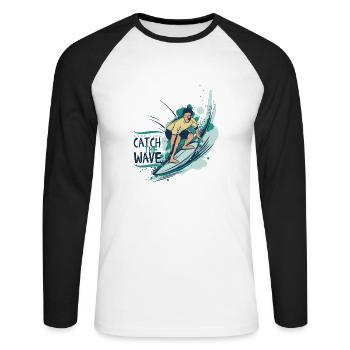 Wassersport - Unisex Baseballshirt langarm - Weiß/Schwarz - Vorne - Nik (191cm)