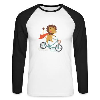 Fahrrad - Unisex Baseballshirt langarm - Weiß/Schwarz - Vorne - Nik (191cm)