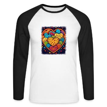 signe de paix oiseau drôle blagues d’amour coeur bday - T-shirt baseball manches longues Homme - blanc/noir - Devant - Nik (191cm)