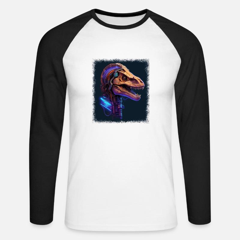 awesome present idea happy brachiosaurus - Unisex Baseballshirt langarm - Weiß/Schwarz