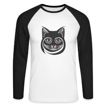 Cat Volutes - Unisex Long Sleeve Baseball T-Shirt - white/black - Front - Nik (191cm)