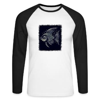 Sea Bass Fishing Tshirts Birthday Present Idea - Unisex Long Sleeve Baseball T-Shirt - white/black - Front - Nik (191cm)