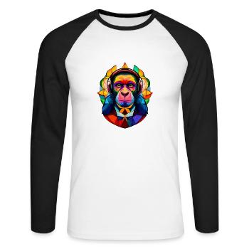 Singe - T-shirt baseball manches longues Homme - blanc/noir - Devant - Nik (191cm)