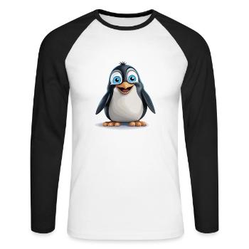 the radiant penguin - Unisex Long Sleeve Baseball T-Shirt - white/black - Front - Nik (191cm)