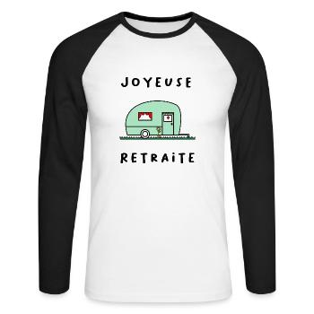 RETRAITE. RETRAITE. RETRAITEE. SENIOR. MAMIE. PAPY - T-shirt baseball manches longues Homme - blanc/noir - Devant - Nik (191cm)