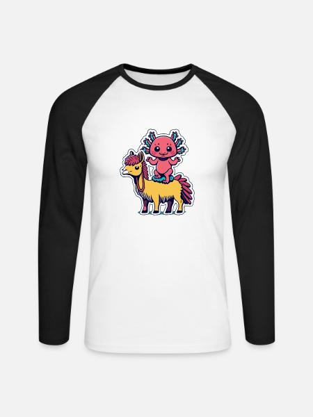 Axolotl - Unisex Baseballshirt langarm - Weiß/Schwarz