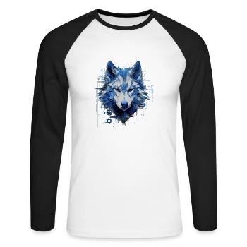 Wolf T-Shirt Wolves Wolf Pack Animal Lover - Unisex Long Sleeve Baseball T-Shirt - white/black - Front - Nik (191cm)