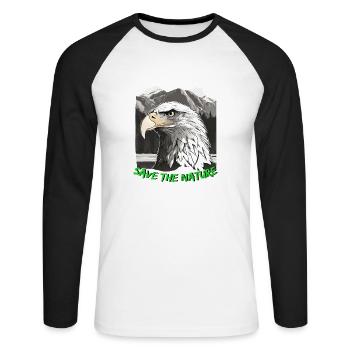 Eagle's Head "Save the Nature" - Unisex Long Sleeve Baseball T-Shirt - white/black - Front - Nik (191cm)