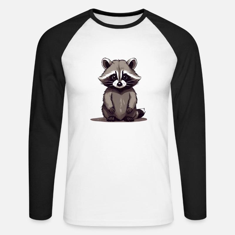 Waschbär sitzend - Unisex Baseballshirt langarm - Weiß/Schwarz