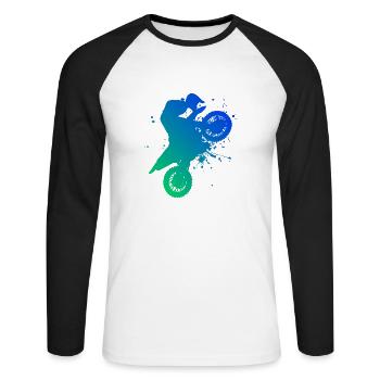 Dirt Biker Dirt Bike Supermoto Motocross - Unisex Baseballshirt langarm - Weiß/Schwarz - Vorne - Nik (191cm)