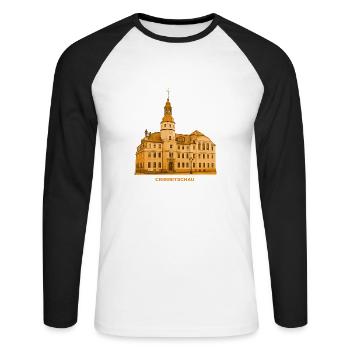 Crimmitschau Town Hall Pleiße Zwickau Saxony - Unisex Long Sleeve Baseball T-Shirt - white/black - Front - Nik (191cm)