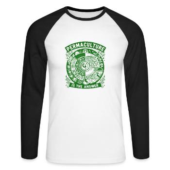 Permaculture Is The Answer - Unisex Long Sleeve Baseball T-Shirt - white/black - Front - Nik (191cm)