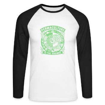 Permaculture Is The Answer - Unisex Long Sleeve Baseball T-Shirt - white/black - Front - Nik (191cm)