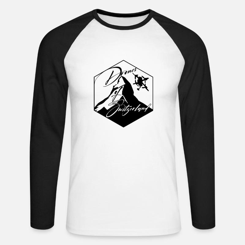 DronesOfSwitzerland - Unisex Baseballshirt langarm - Weiß/Schwarz