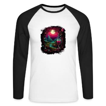 Joyeux cadeau idée anniversaire cadeau symbole de paix - T-shirt baseball manches longues Homme - blanc/noir - Devant - Nik (191cm)