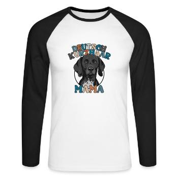 Braque allemand à poil court Mama chiens de chasse Wilsigns - T-shirt baseball manches longues Homme - blanc/noir - Devant - Nik (191cm)