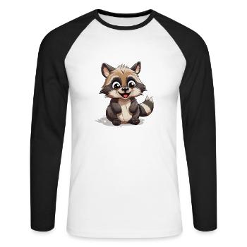 raccoon logo raccoon - Unisex Long Sleeve Baseball T-Shirt - white/black - Front - Nik (191cm)