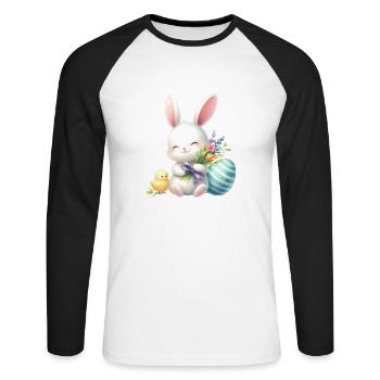 Easter Easter Bunny Easter Eve Easter Sunday Easter Egg Spring - Unisex Long Sleeve Baseball T-Shirt - white/black - Front - Nik (191cm)