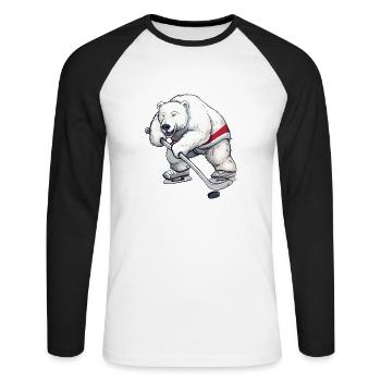 Conception de joueur de hockey sur glace Polar Bear - T-shirt baseball manches longues Homme - blanc/noir - Devant - Nik (191cm)