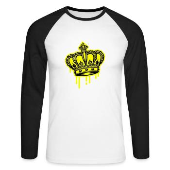 Crown King Symbol - Unisex Long Sleeve Baseball T-Shirt - white/black - Front - Nik (191cm)