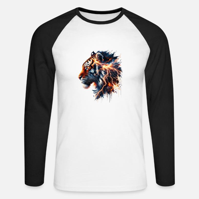 Thunder Tiger Tee - Unisex Baseballshirt langarm - Weiß/Schwarz