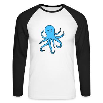 Pieuvre Pieuvre - T-shirt baseball manches longues Homme - blanc/noir - Devant - Nik (191cm)