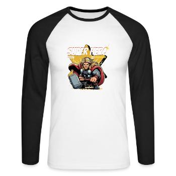 Super-héros - T-shirt baseball manches longues Homme - blanc/noir - Devant - Nik (191cm)