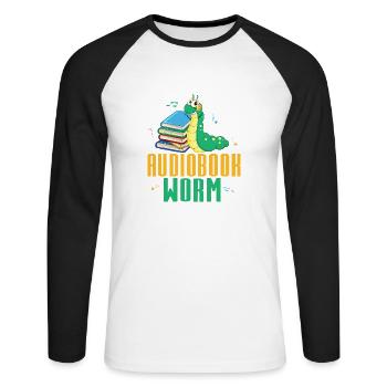 Ears Always Open: Proud Audiobook Worm - Unisex Baseballshirt langarm - Weiß/Schwarz - Vorne - Nik (191cm)