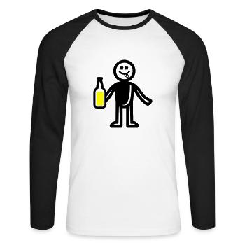 Bier Trinken Silhouette - Unisex Baseballshirt langarm - Weiß/Schwarz - Vorne - Nik (191cm)