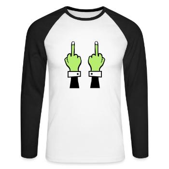Zombie Hand Middle Finger 2 - Unisex Long Sleeve Baseball T-Shirt - white/black - Front - Nik (191cm)