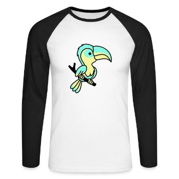 perroquet - T-shirt baseball manches longues Homme - blanc/noir - Devant - Nik (191cm)