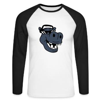 Laughing hippo comic face party club music - Unisex Long Sleeve Baseball T-Shirt - white/black - Front - Nik (191cm)