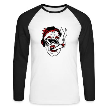DJ Zombie Monstre Horreur Halloween Fête Musique - T-shirt baseball manches longues Homme - blanc/noir - Devant - Nik (191cm)