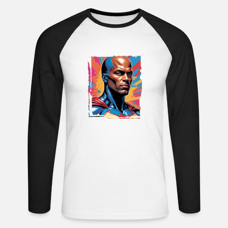 Porträt eines Sci-Fi-Superhelden - Unisex Baseballshirt langarm - Weiß/Schwarz