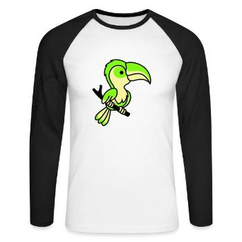 perroquet - T-shirt baseball manches longues Homme - blanc/noir - Devant - Nik (191cm)