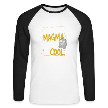 Magma Before It Was Cool – Geology Joke - Unisex Long Sleeve Baseball T-Shirt - white/black - Front - Nik (191cm)