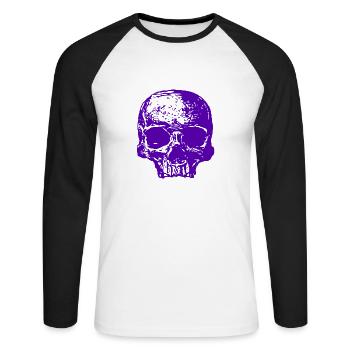 Crâne violet - T-shirt baseball manches longues Homme - blanc/noir - Devant - Nik (191cm)