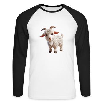 Chèvre 3 - T-shirt baseball manches longues Homme - blanc/noir - Devant - Nik (191cm)