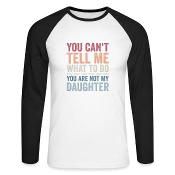 Funny Dad Tee For Father Daddy Papa From Daughter - T-shirt baseball manches longues Homme - blanc/noir - Devant - Nik (191cm)