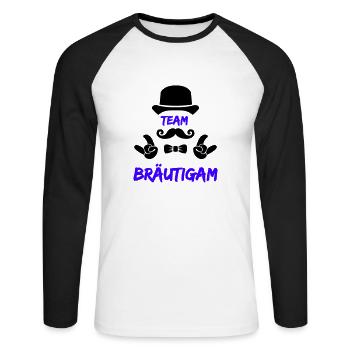 Équipe Groom - T-shirt baseball manches longues Homme - blanc/noir - Devant - Nik (191cm)